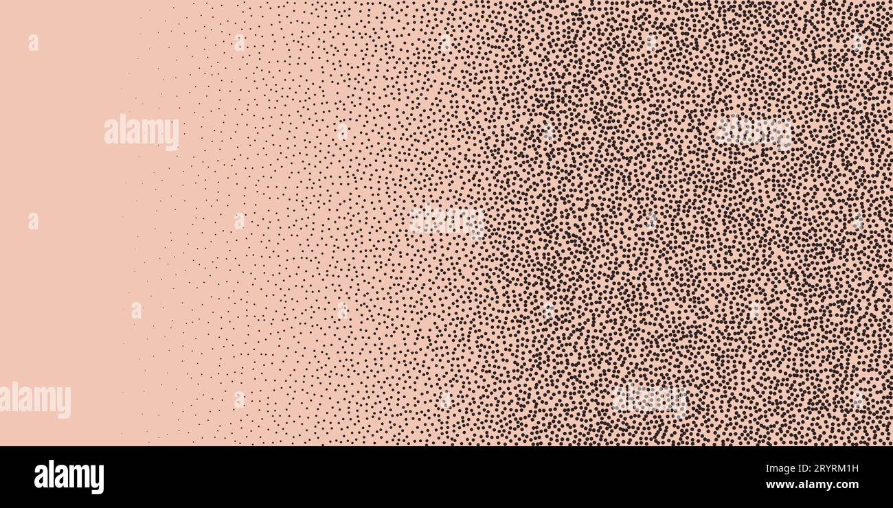 Stippled Black and White Gradient. Faded Dotwork Texture with Random Grunge Speckles. Monochrome Halftone Vector Background. Stock Vector