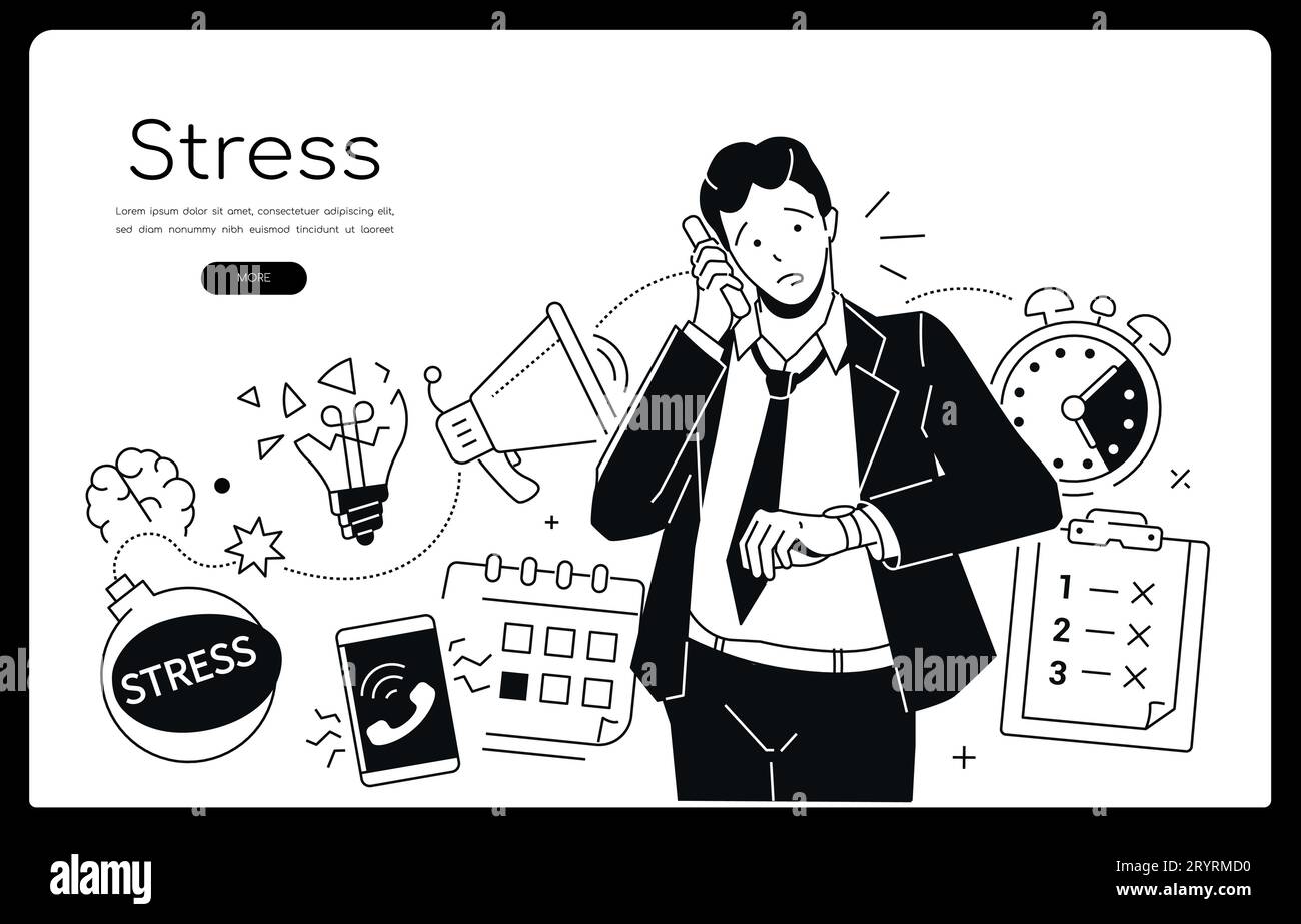 Stress at work - modern line design style banner Stock Vector Image ...