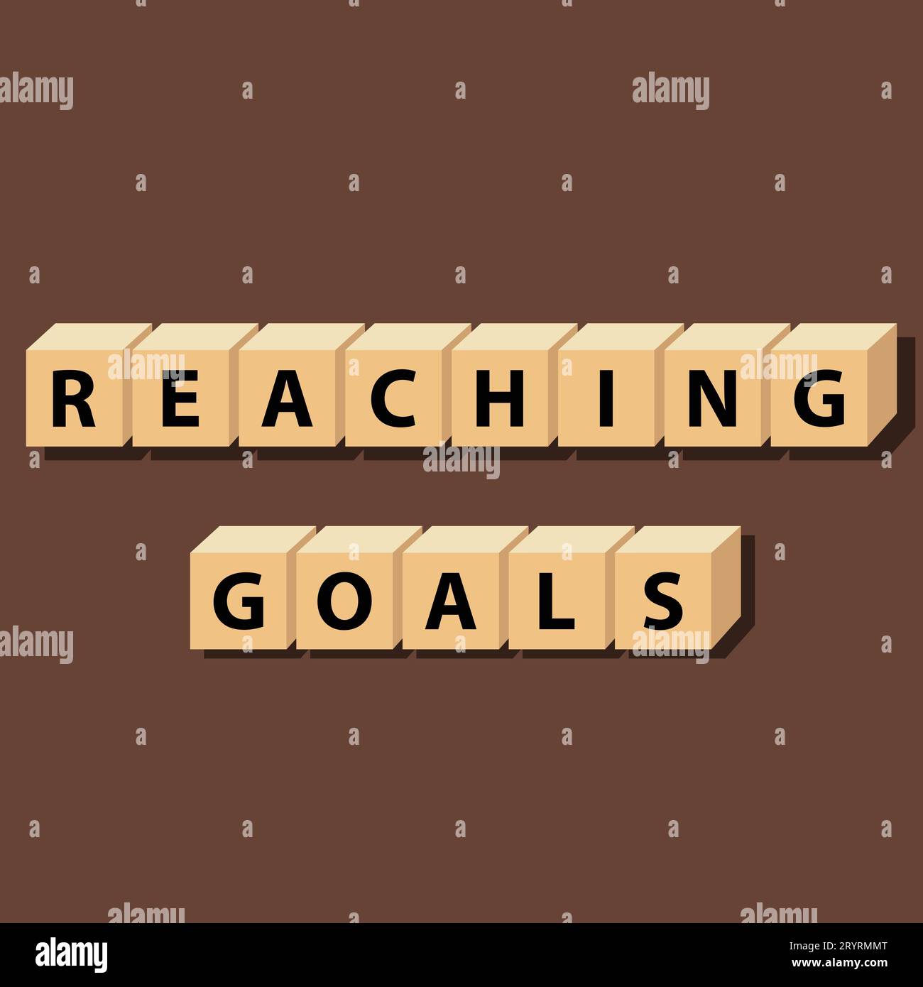 Reaching goals: cube words, positivity, vector illustration design for graphics and prints. Positive affirmations for every day. A motivational Stock Vector