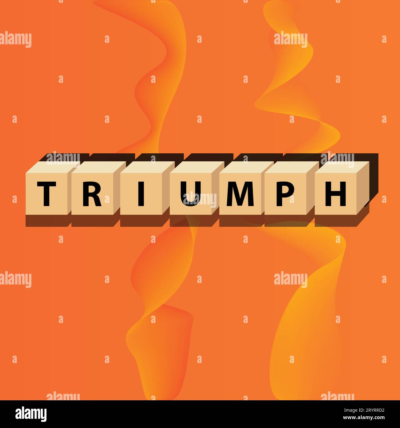 Triumph: cube words, positivity, vector illustration design for graphics and prints. Positive affirmations for every day. A motivational concept. Stock Vector