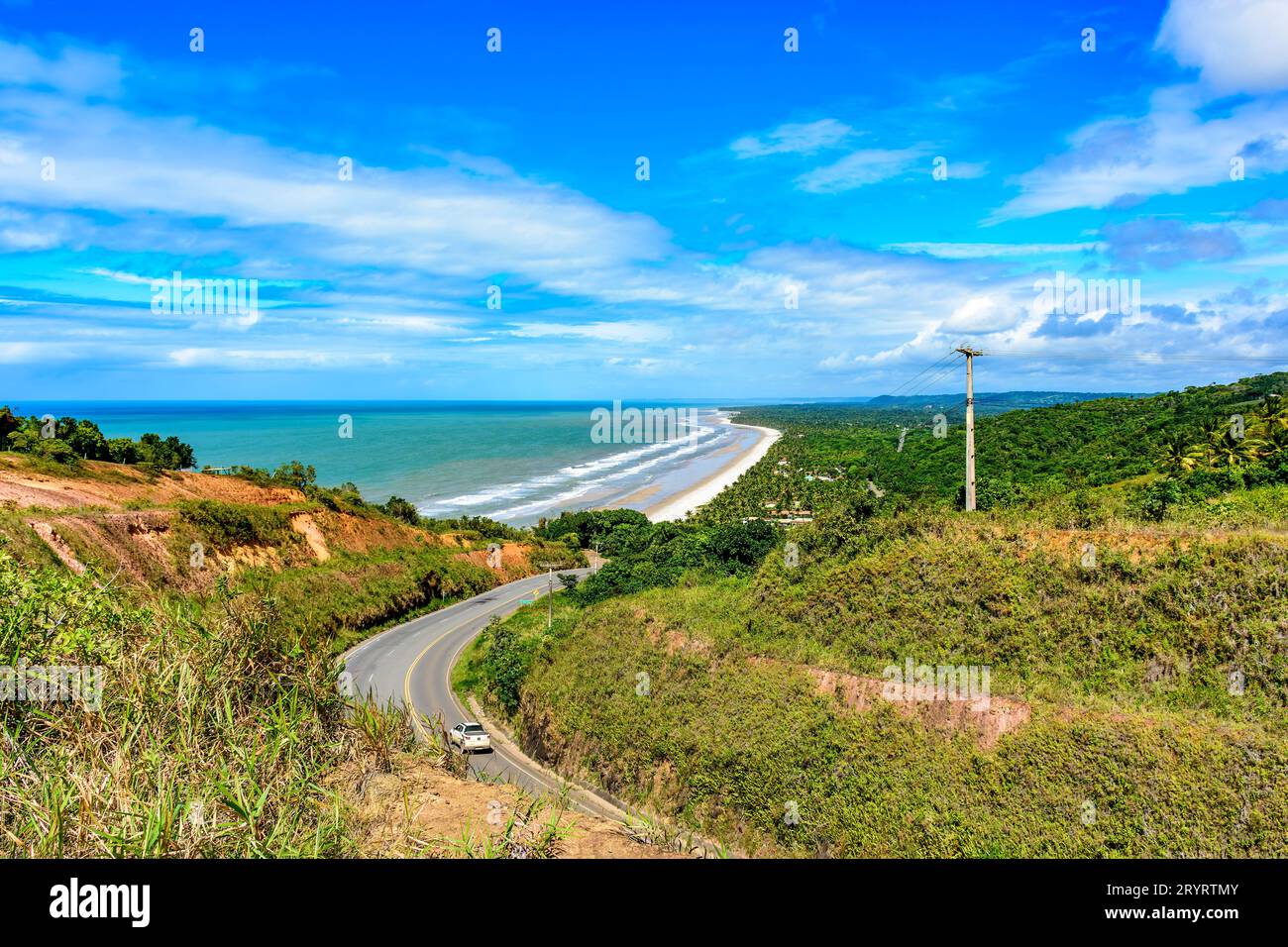 Road along the coast of the state of Bahia Stock Photo