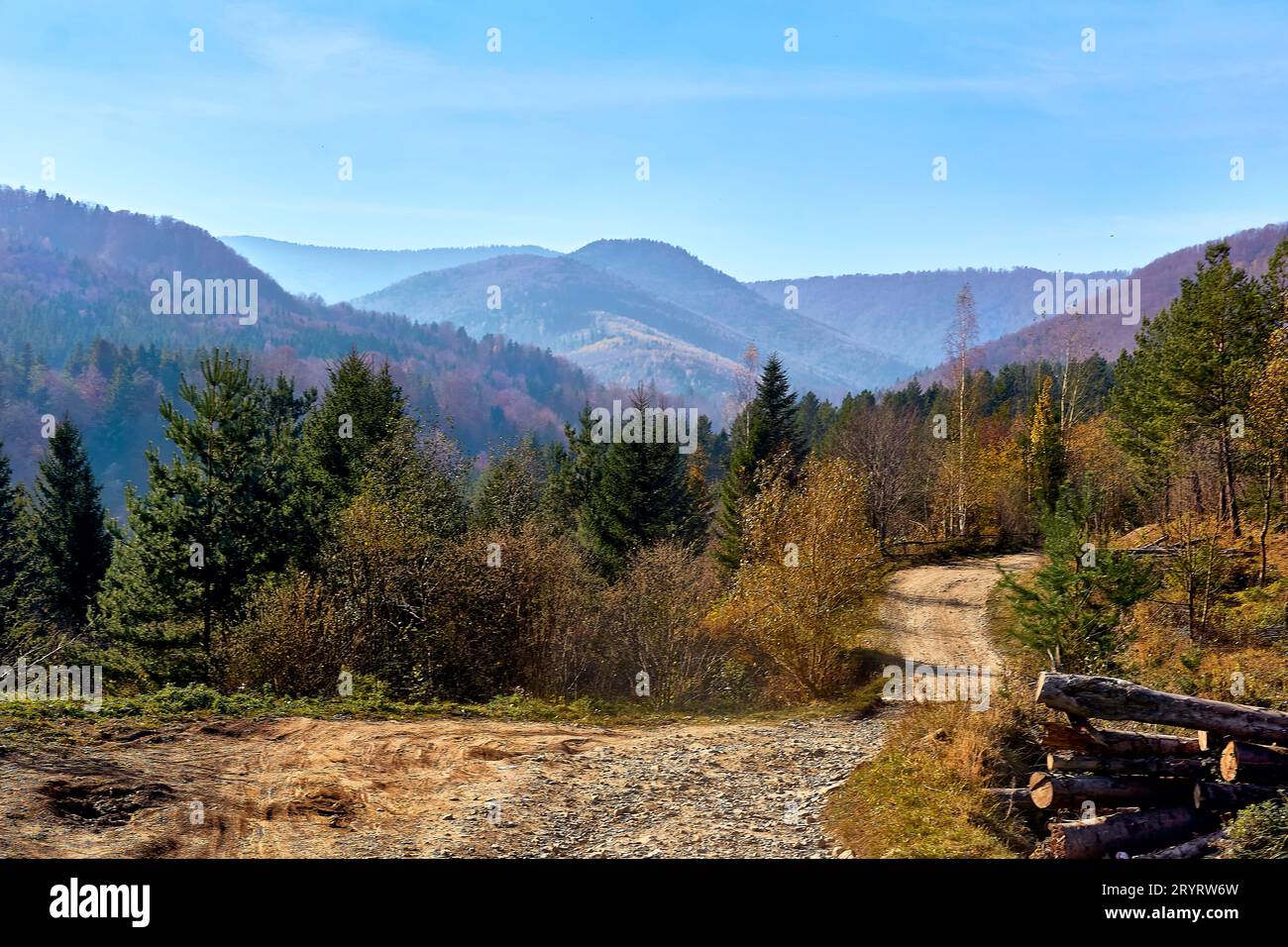 Rural dirt road in the autumn foothills Stock Photo - Alamy
