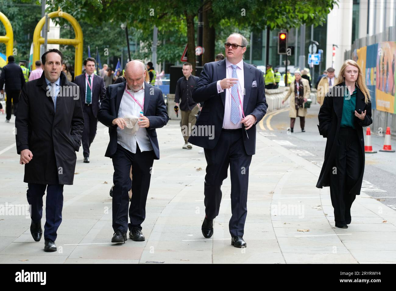 Manchester, UK - Monday 2nd October 2023 – Delegates arrive at the Conservative Party Conference  - Photo Steven May / Alamy Live News Stock Photo