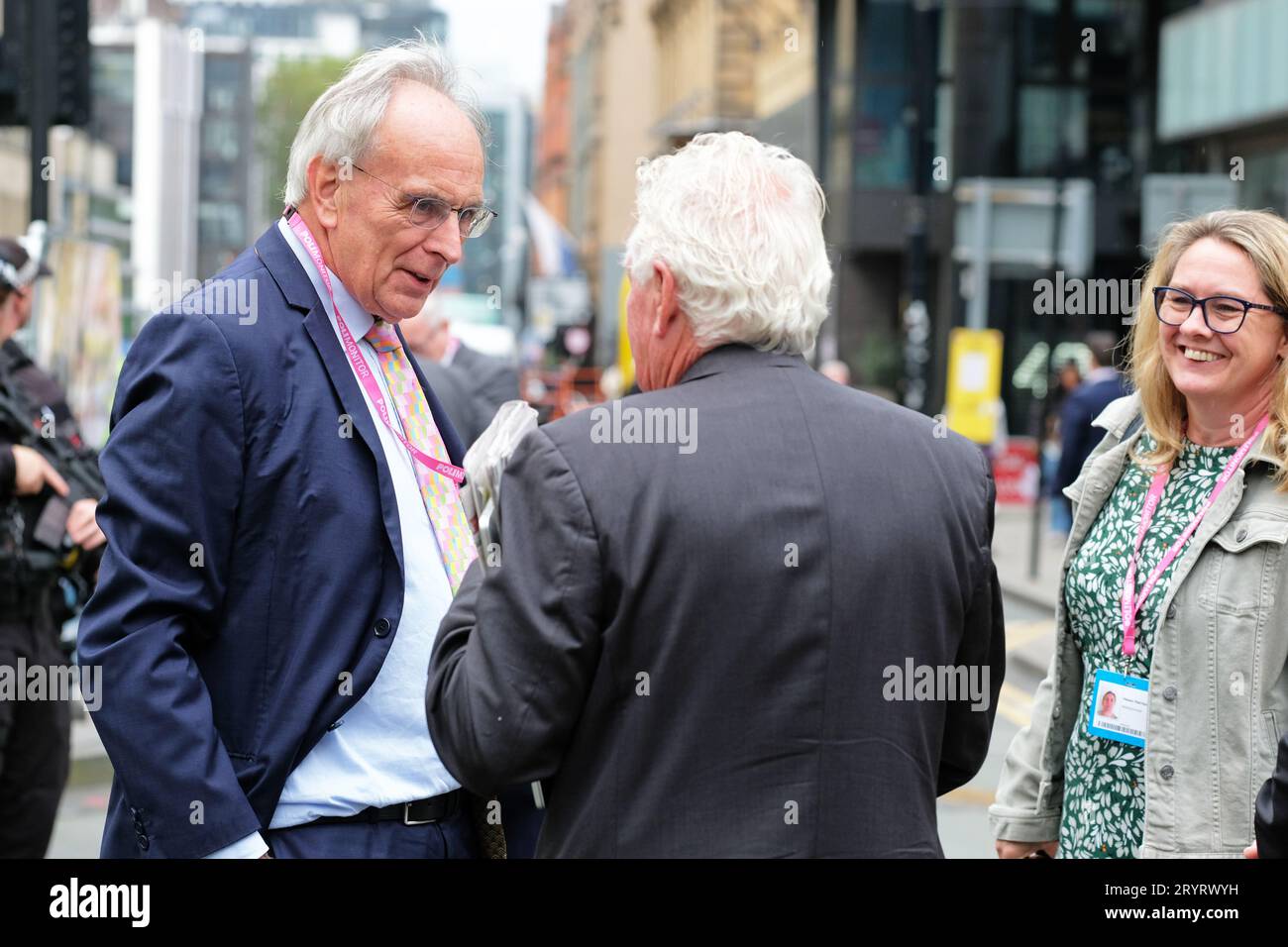 Manchester, UK - Monday 2nd October 2023 – Peter Bone MP for Wellingborough stops to chat at the Conservative Party Conference CPC23 - Photo Steven May / Alamy Live News Stock Photo