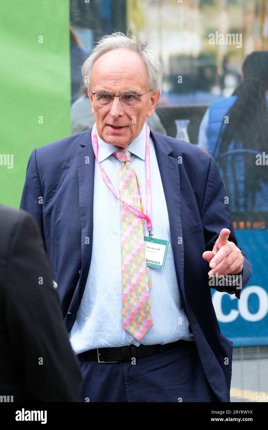 Manchester, UK - Monday 2nd October 2023 – Peter Bone MP for Wellingborough at the Conservative Party Conference CPC23 - Photo Steven May / Alamy Live News Stock Photo