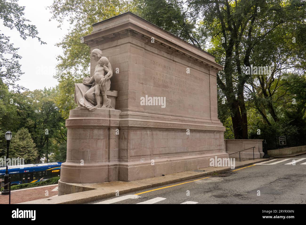 Firemen's memorial in Riverside park along Riverside drive on the upper westside of Manhattan NYC Stock Photo