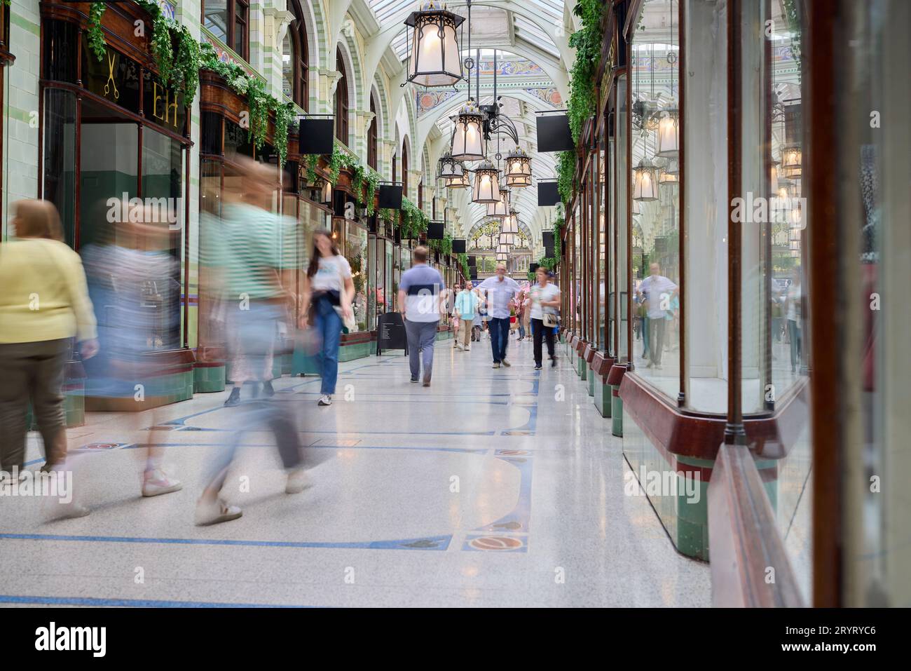 Busy Shops Inside Rotal Arcade In Norwich Norfolk England UK Stock Photo