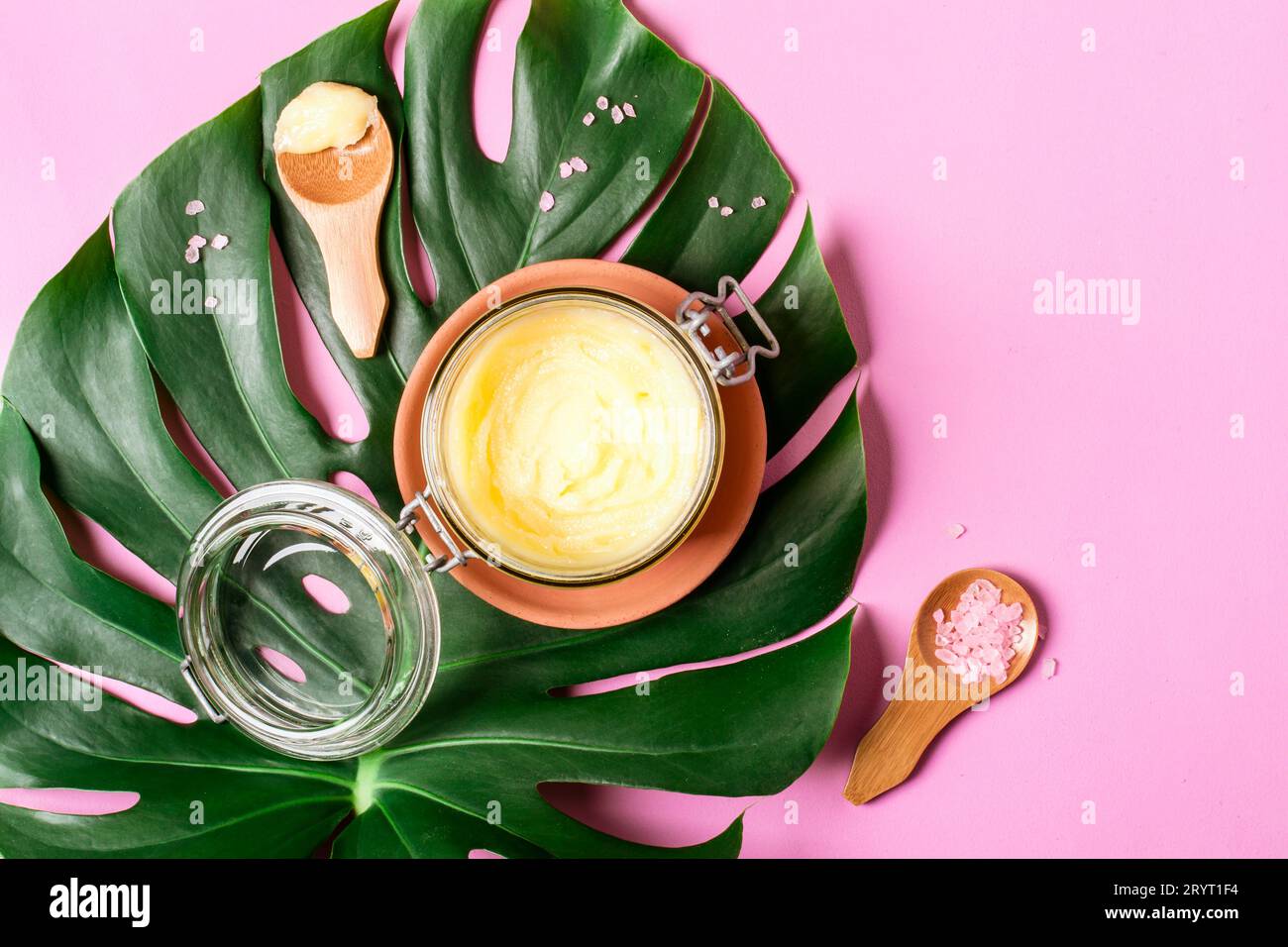 Traditional Indian food butter ghee and pink salt Stock Photo Alamy