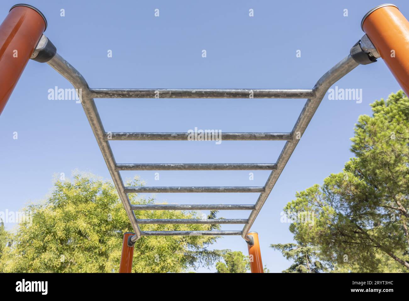 Metal parallel bars with anti-corrosion treatment located Stock Photo