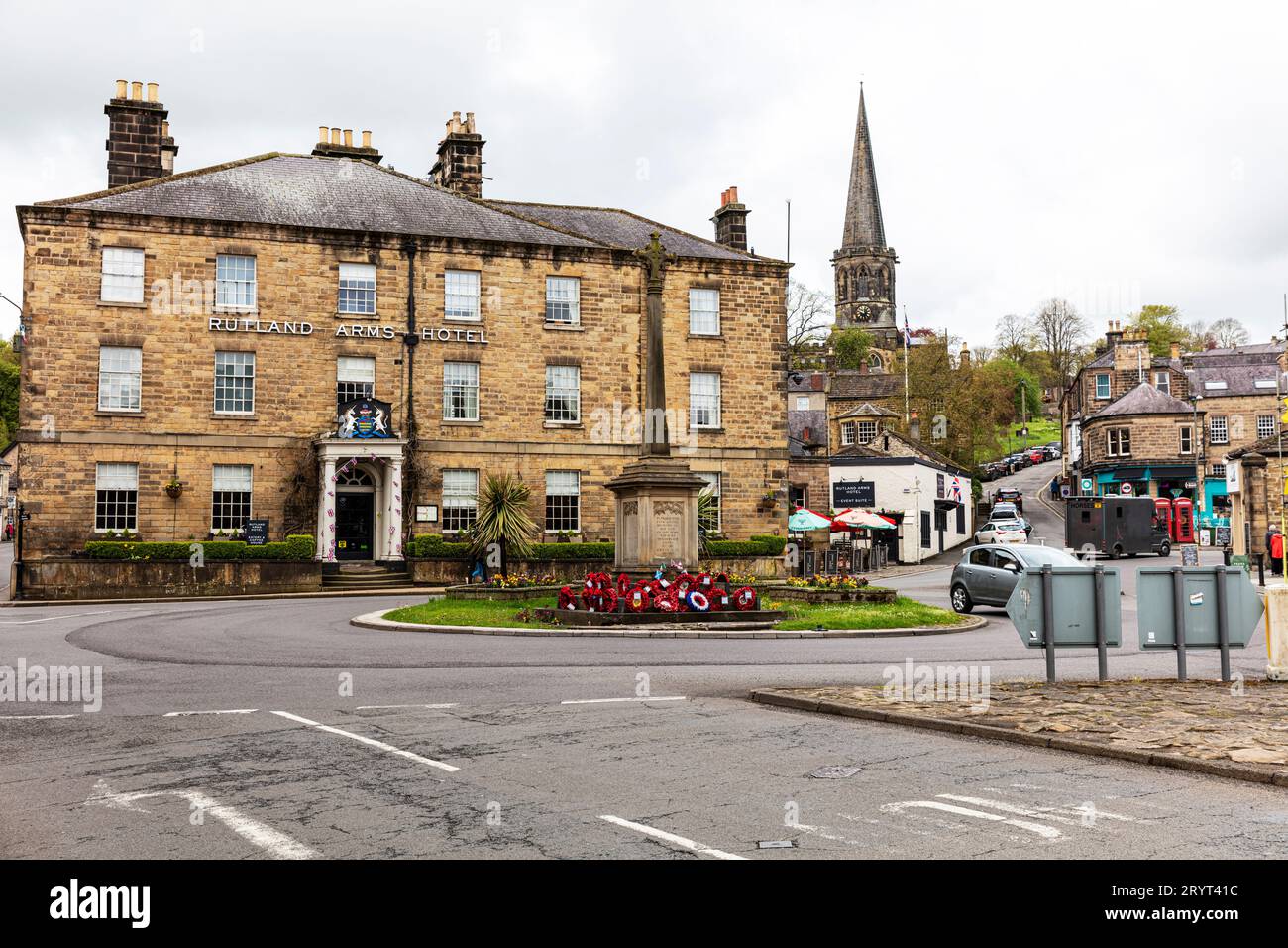 Bakewell, Derbyshire, UK, England, Bakewell town, Bakewell UK, Bakewell Derbyshire, Bakewell England, Town, market town, centre, houses, Stock Photo