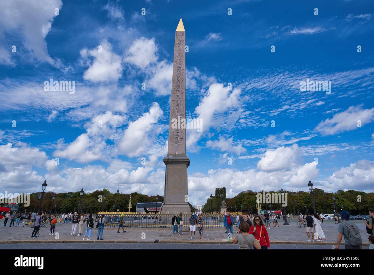 France, Paris 20.08.2023,The Luxor Obelisks are a pair of ancient Egyptian obelisks, over 3,000 years old, carved to stand either side of the portal Stock Photo