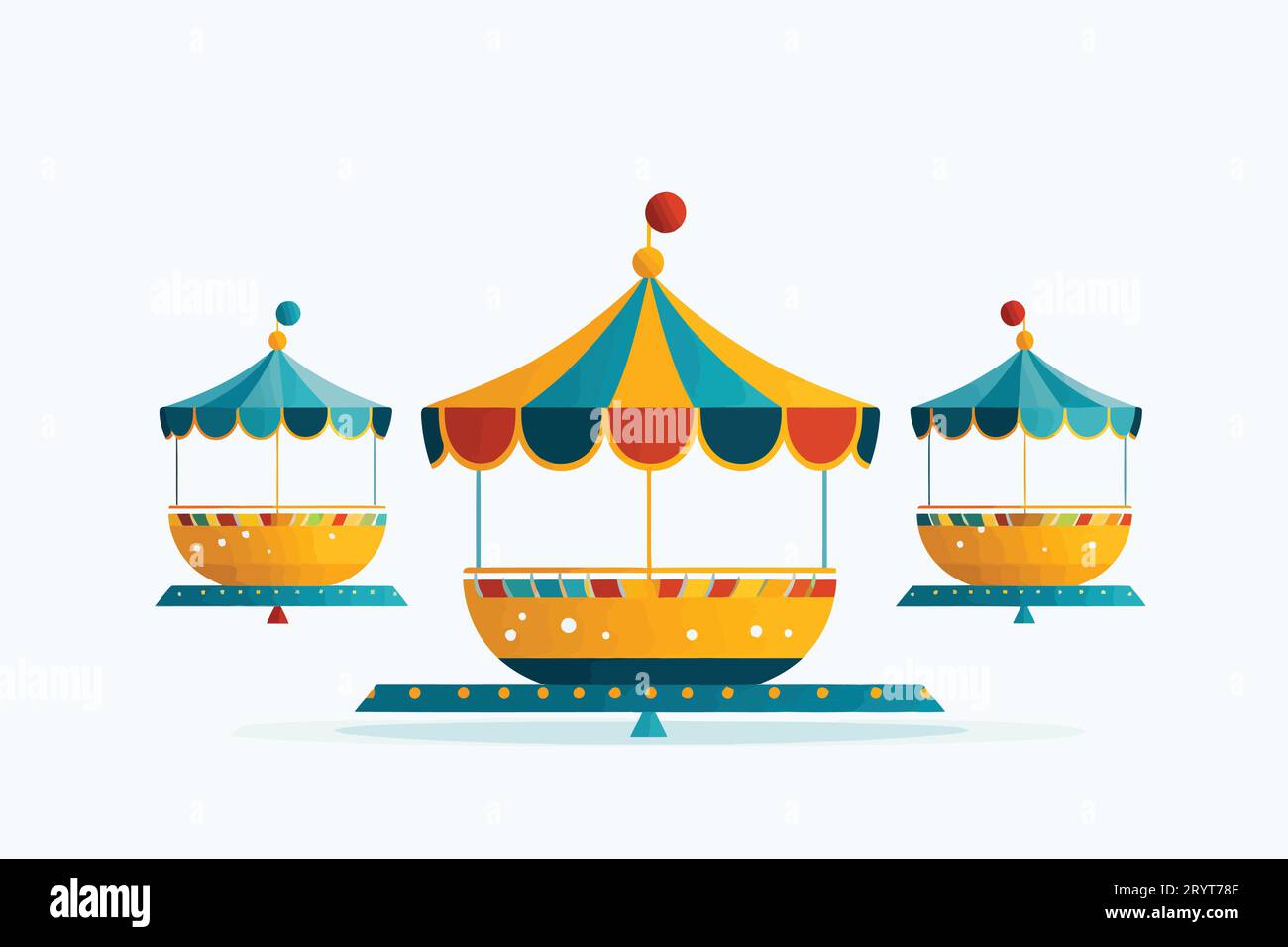 Teacups amusement ride vector flat minimalistic isolated Stock Vector