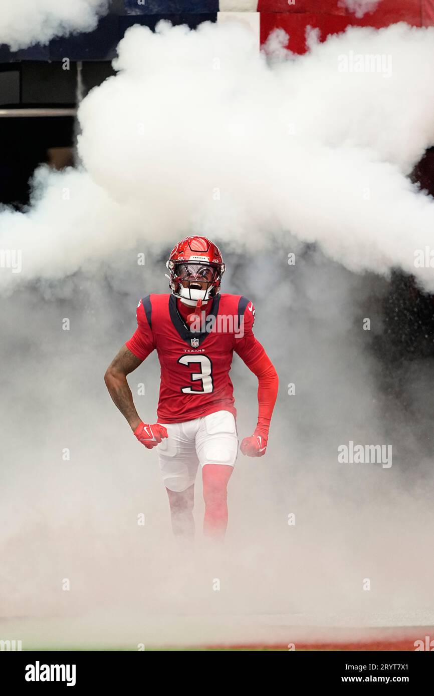 Houston Texans wide receiver Tank Dell is introduced before an NFL football game against the