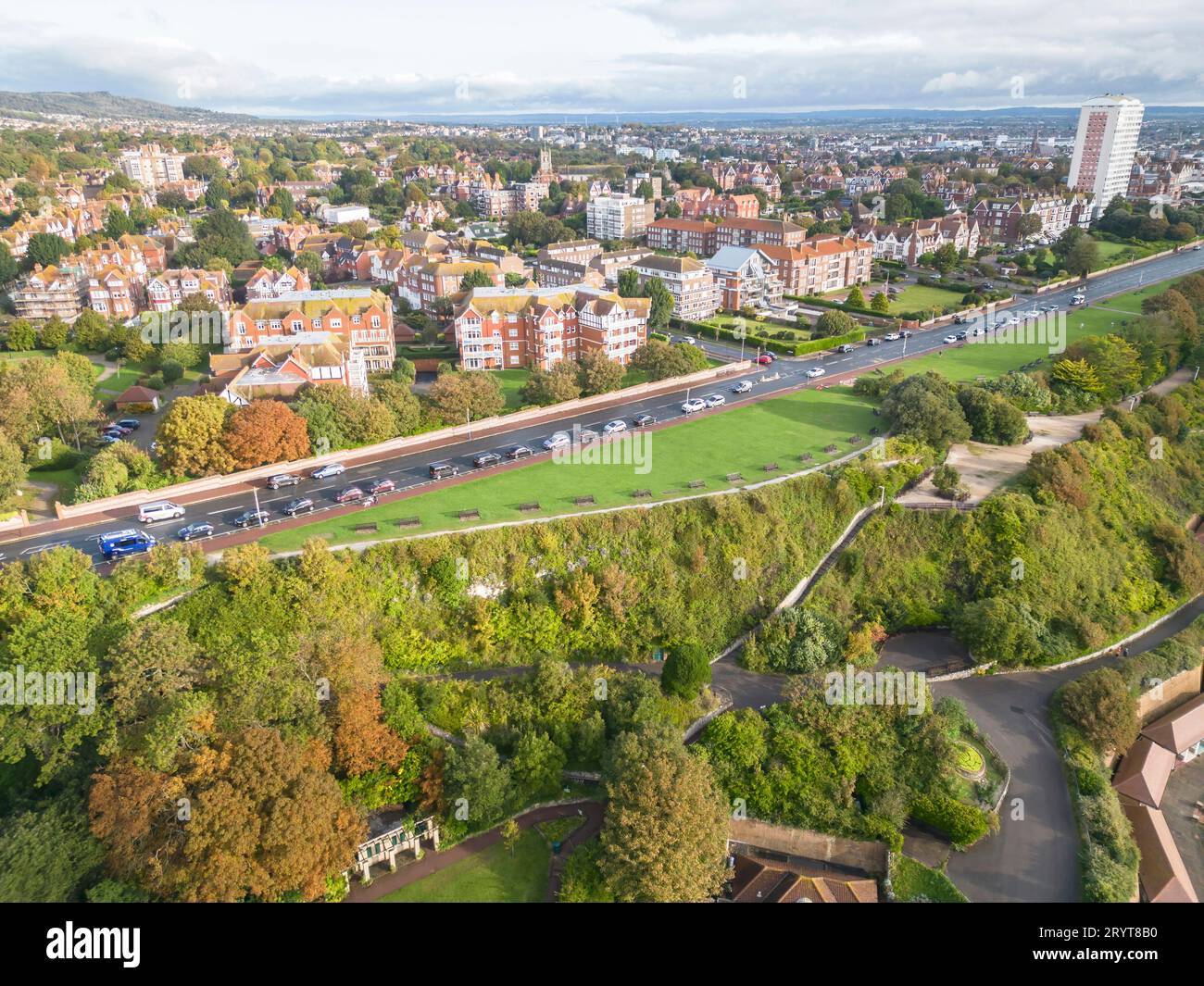 aerial view of the holywell area of eastbourne in East Sussex Stock