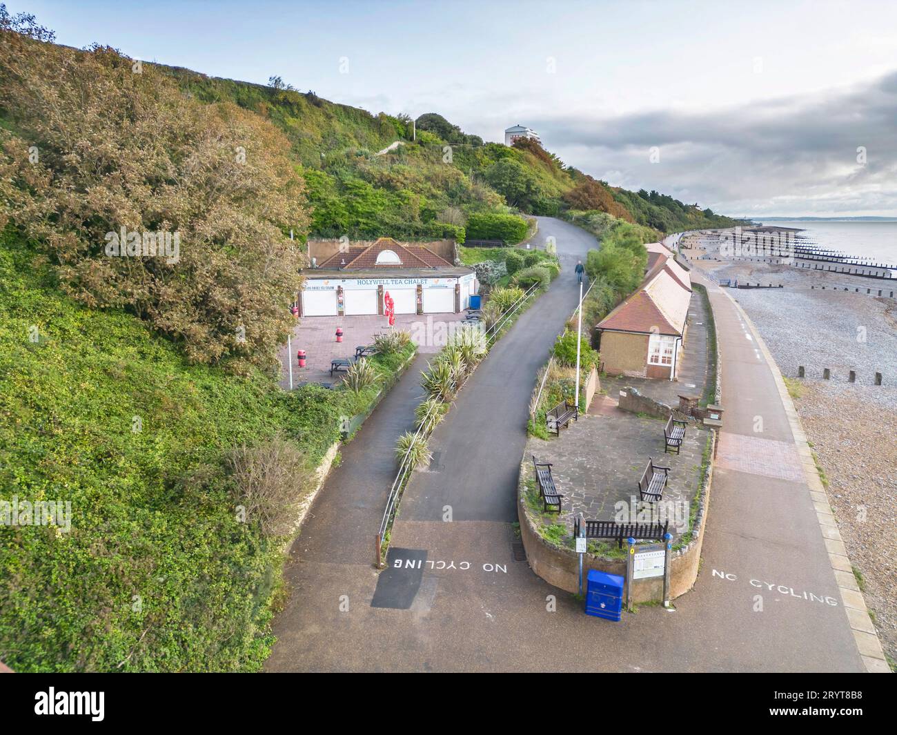 aerial view of the holywell area of eastbourne in East Sussex Stock