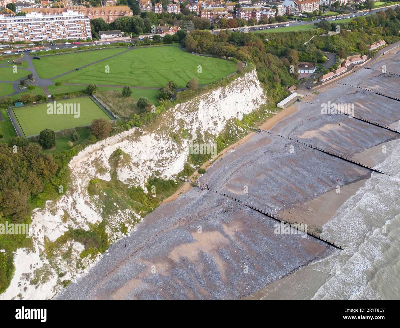 aerial view of the holywell area of eastbourne in East Sussex Stock
