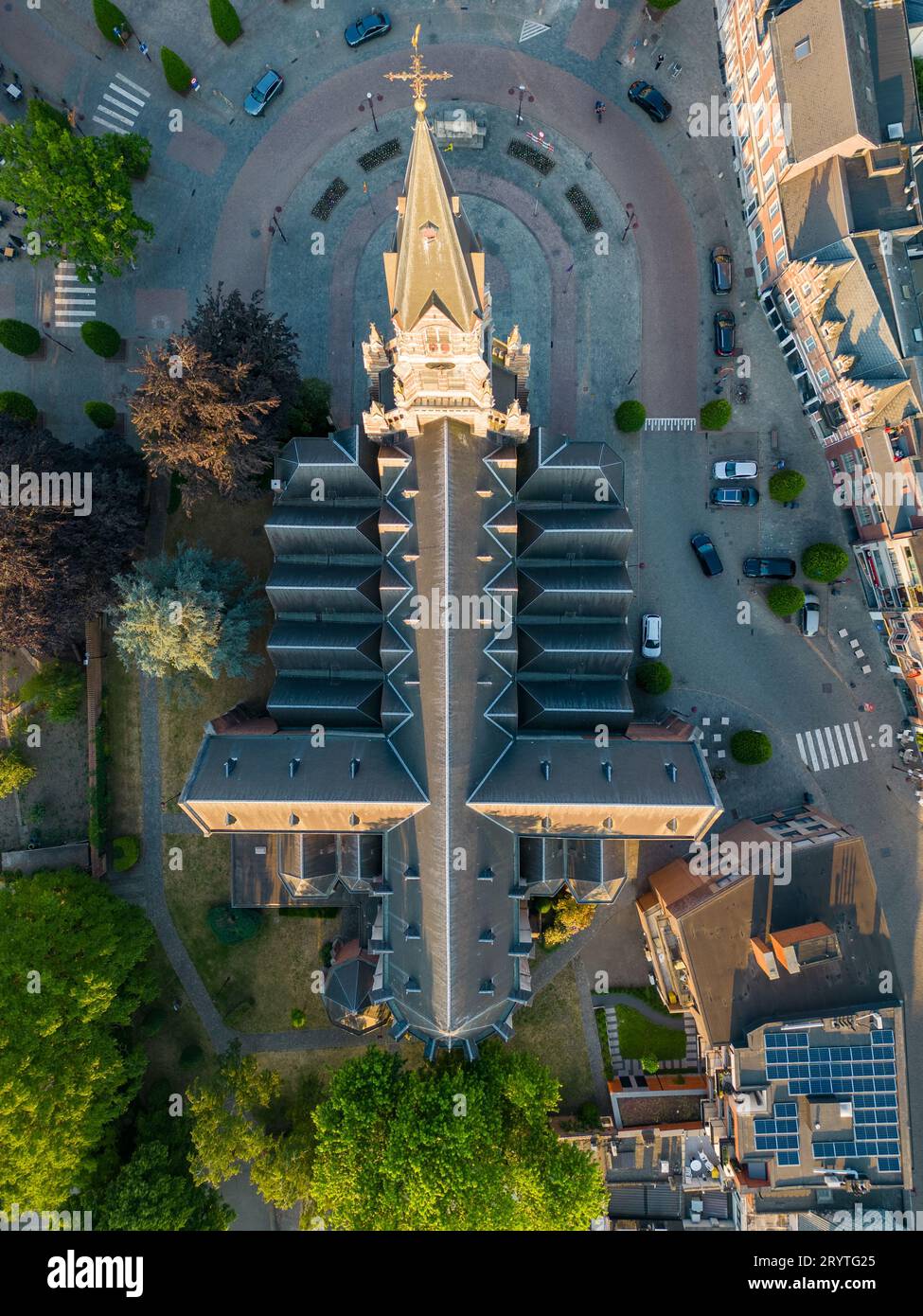 Duffel, Antwerp, Belgium, 15th of June, 2023, Aerial view over the