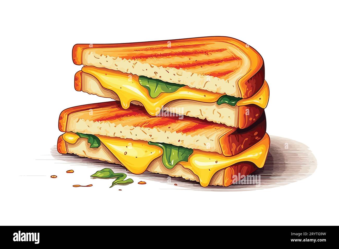 Cheese toasted sandwich vector flat isolated vector style Stock Vector