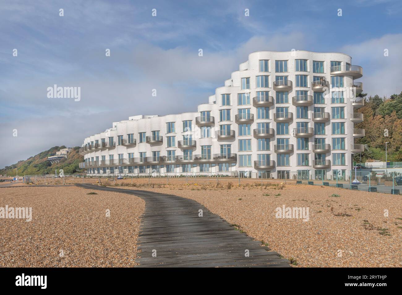 The Shoreline development on Folkestone Beach nearing completion Stock