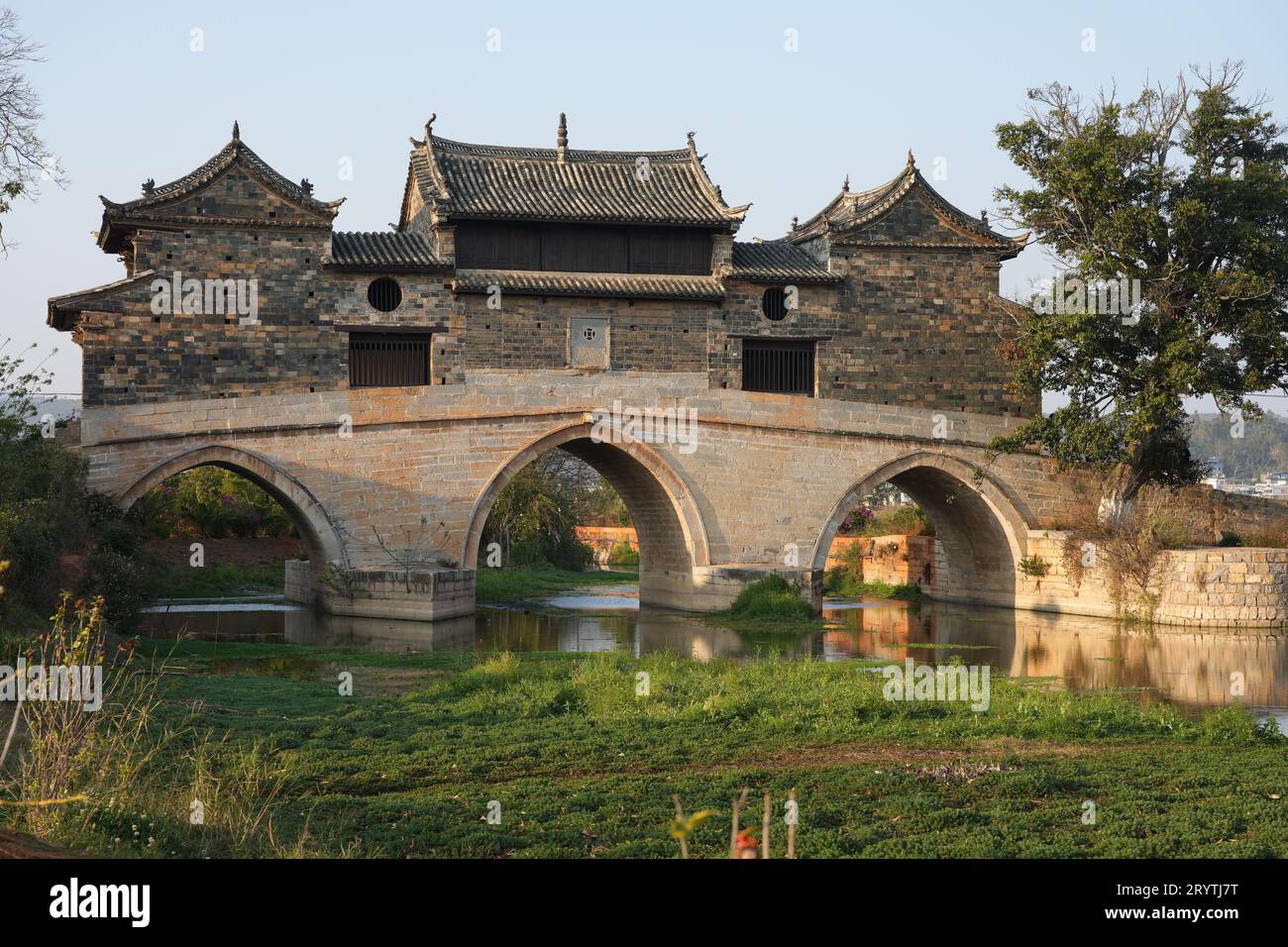 A closeup of a Chinese style stone bridge in Jianshui city,Yunnan Province, China Stock Photo