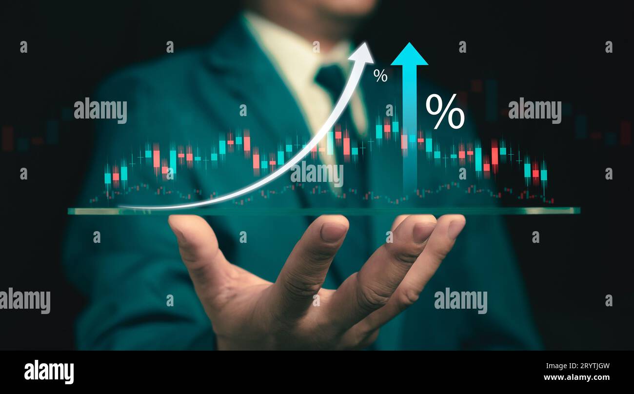 Stock market, Business growth, progress or success concept. Businessman ...