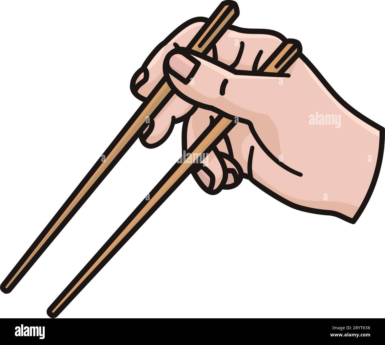 Human hand using chopsticks isolated vector illustration for National Chopsticks Day on February 6 Stock Vector