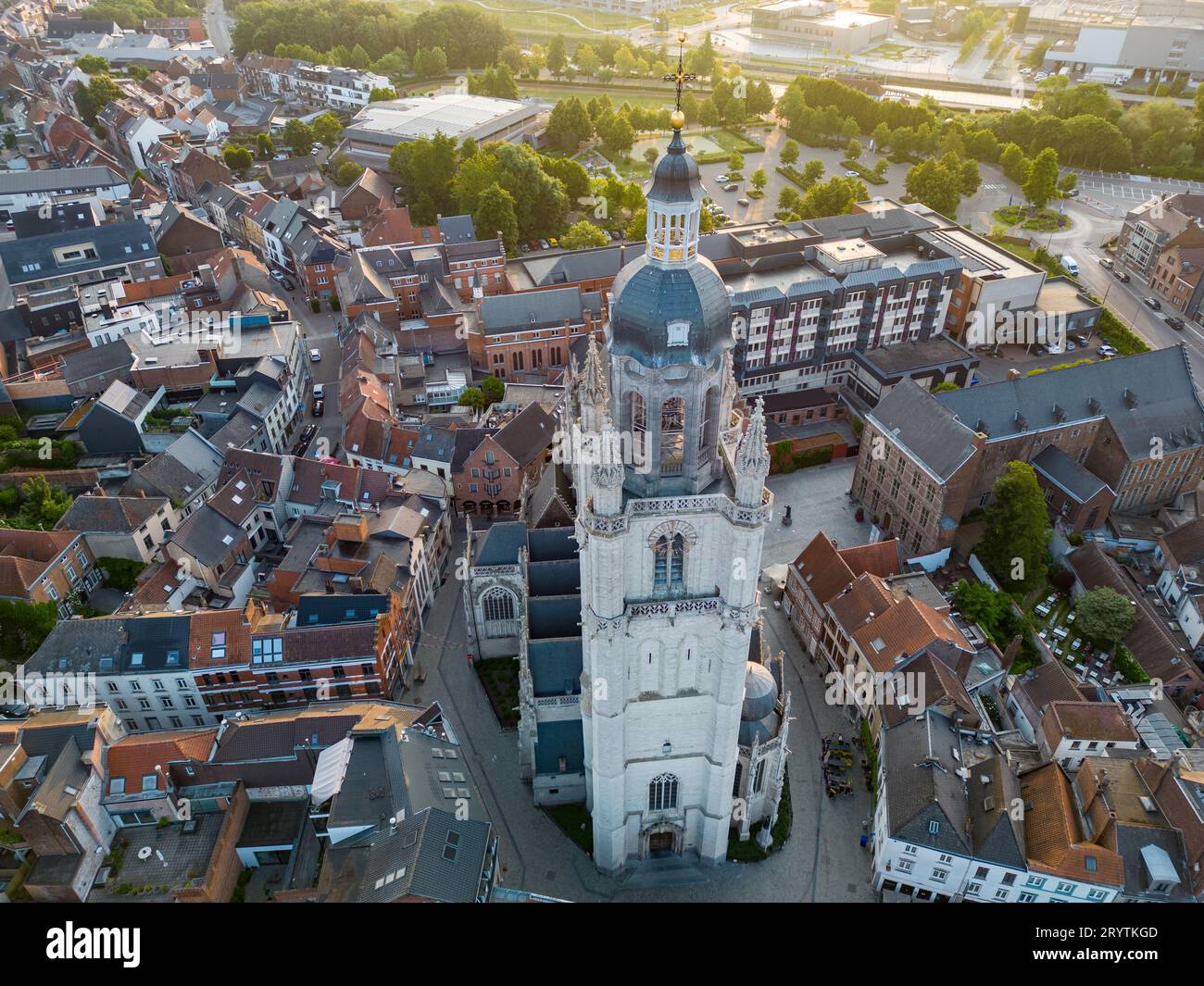 Aerial Majesty Halle City Center at Sunrise Stock Photo Alamy