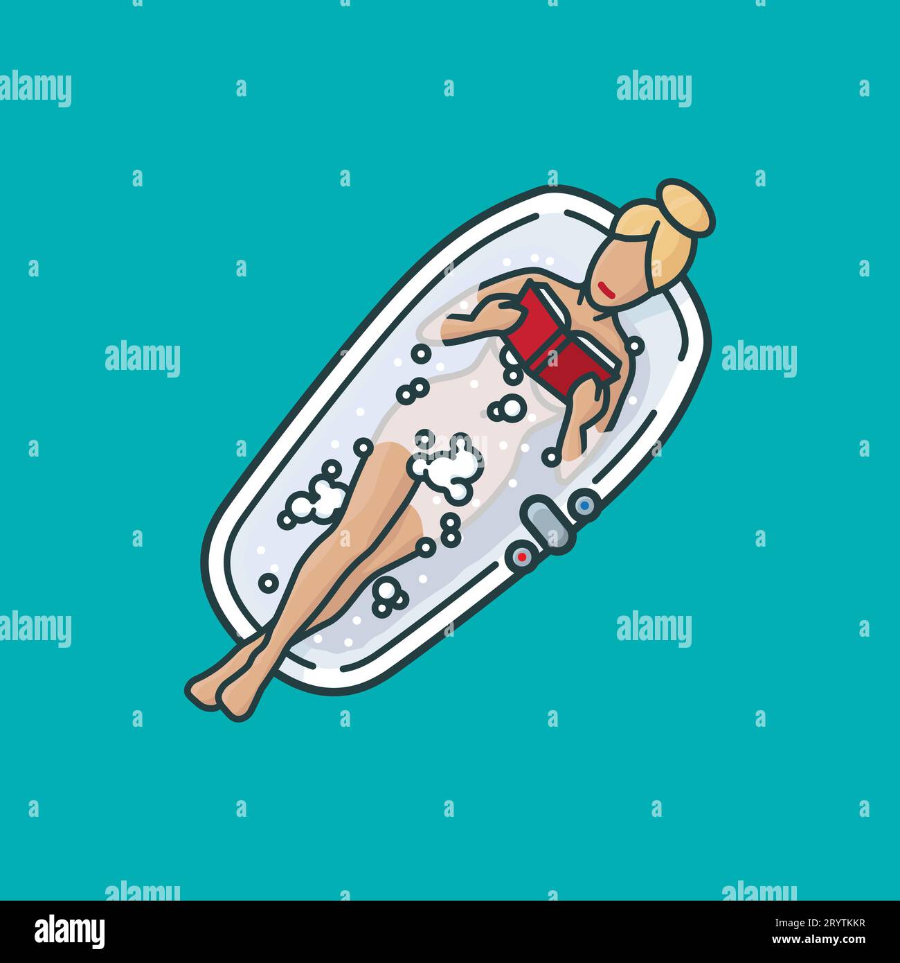 Woman in bathtub reading a book vector illustration for Read In The