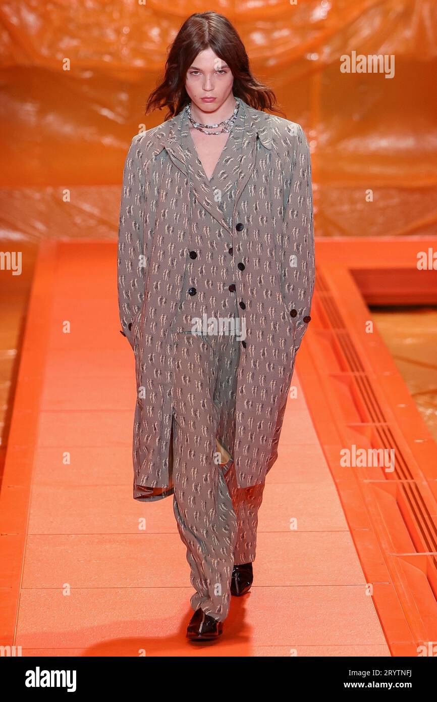 A model wears a creation for the Louis Vuitton Spring/Summer 2024 ...