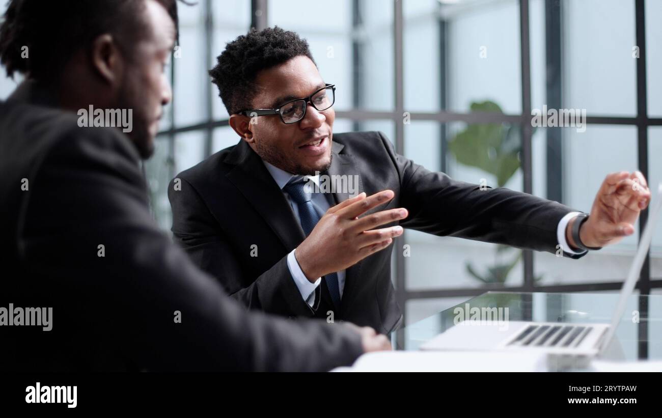 Working together with smile on face at the office Stock Photo