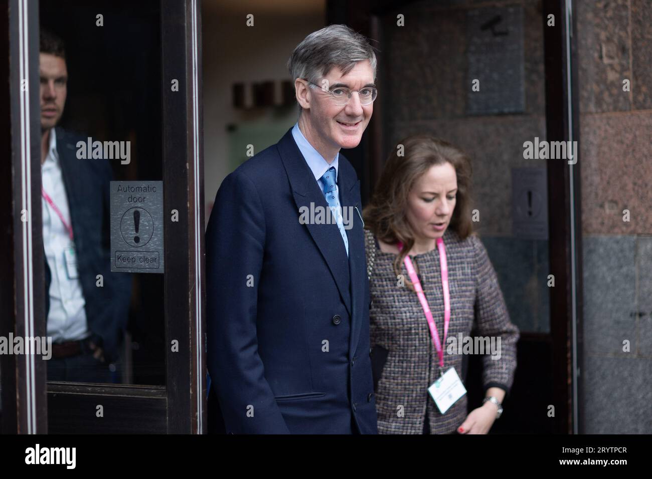 Jacob Rees Mogg, GB News broadcaster, during the Conservative Party Conference at Manchester Central Convention Complex, Manchester on Monday 2nd October 2023. (Photo: Pat Scaasi | MI News) Credit: MI News & Sport /Alamy Live News Stock Photo