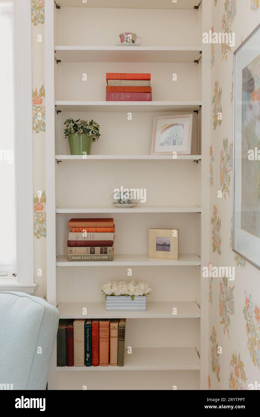 White wall 2024 mounted bookshelf