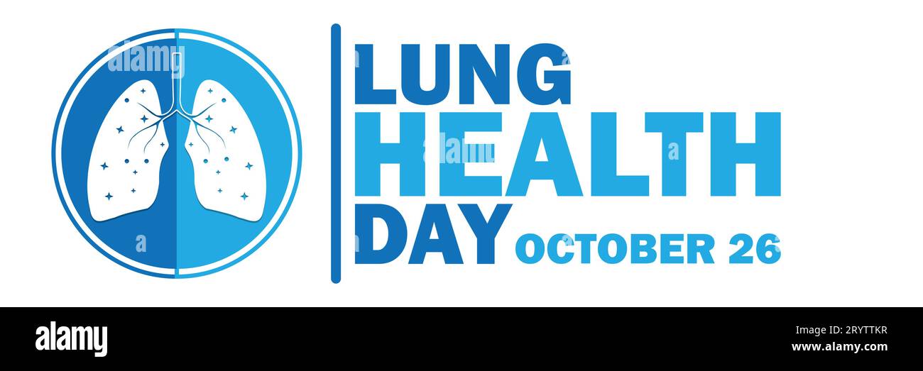 Lung Health Day banner or poster template with lungs icon. October 26.  Vector illustration. Stock Vector