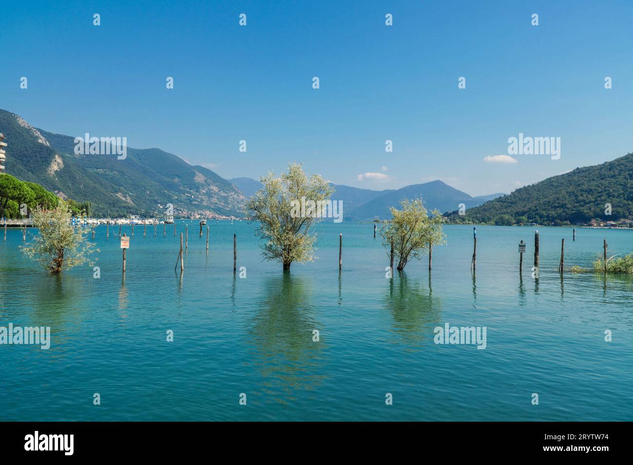 Lago d'Iseo (Lake Iseo) and beyond from Paratico Lombardy Italy. September 2023 Stock Photo