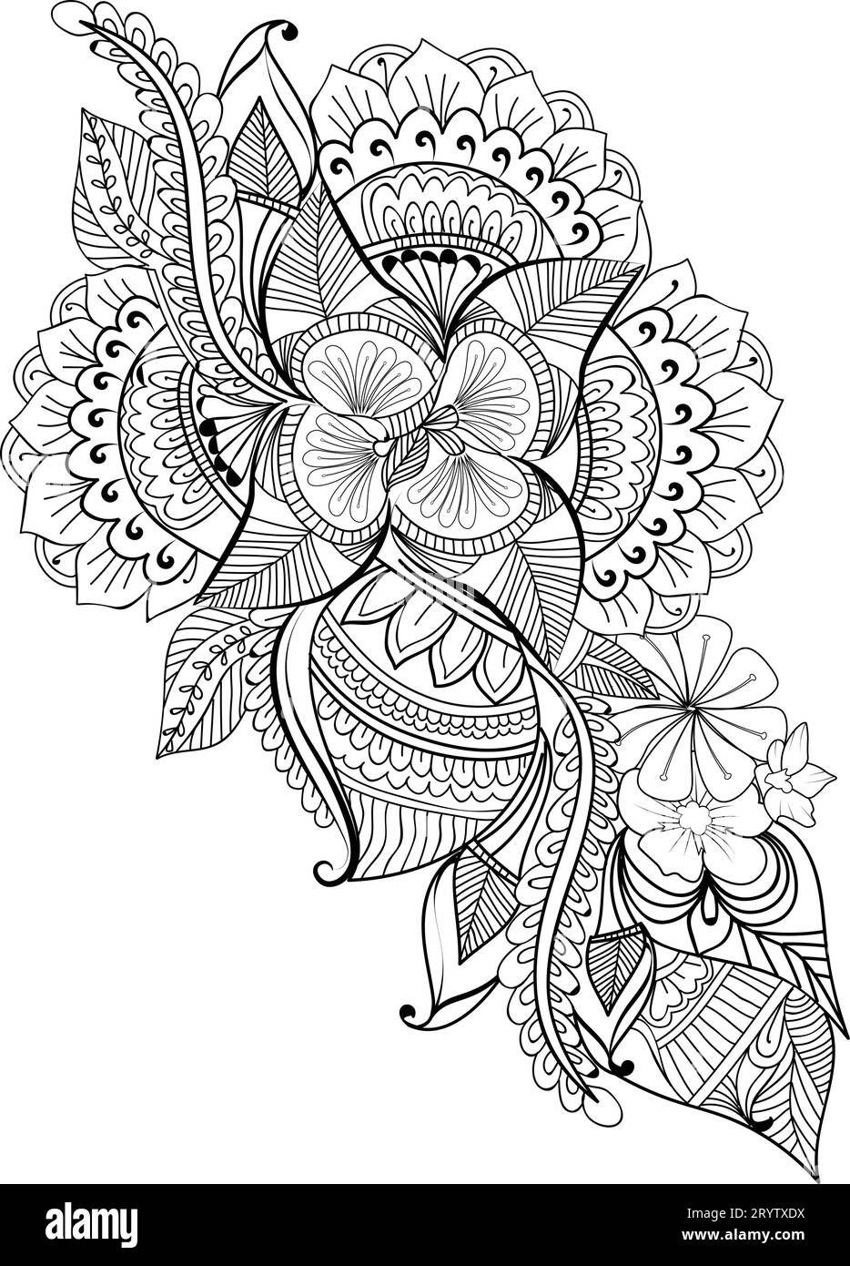Detailed tattoo flower Black and White Stock Photos & Images Alamy