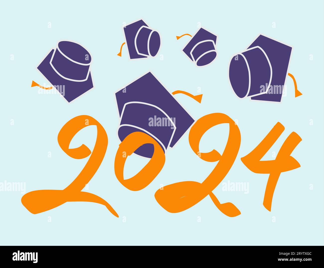 Class of 2024 handwritten typography. Education. Students 2024 class