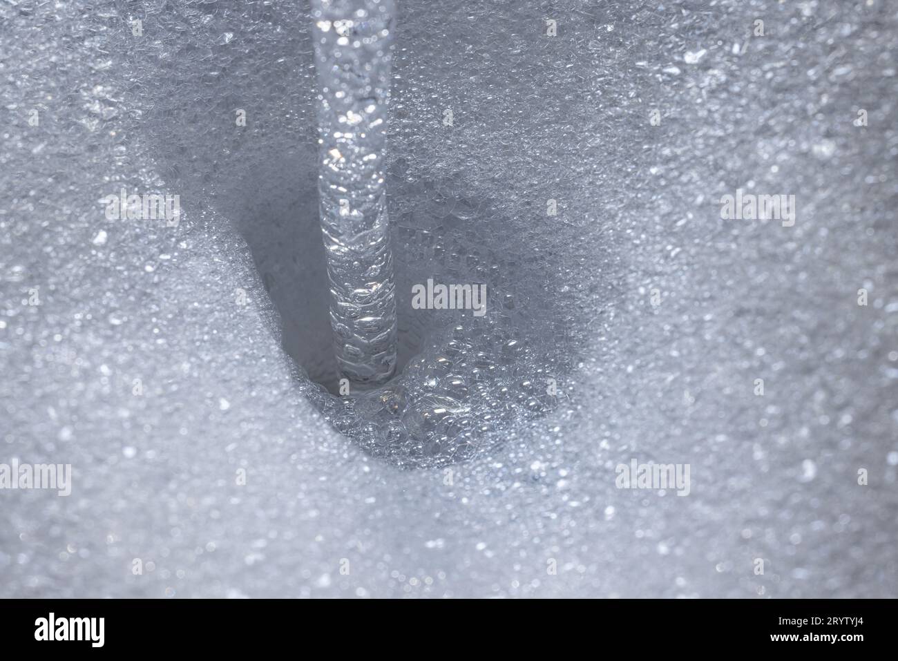 Soap Bubbles and Running Water As An Abstract Background Stock Photo