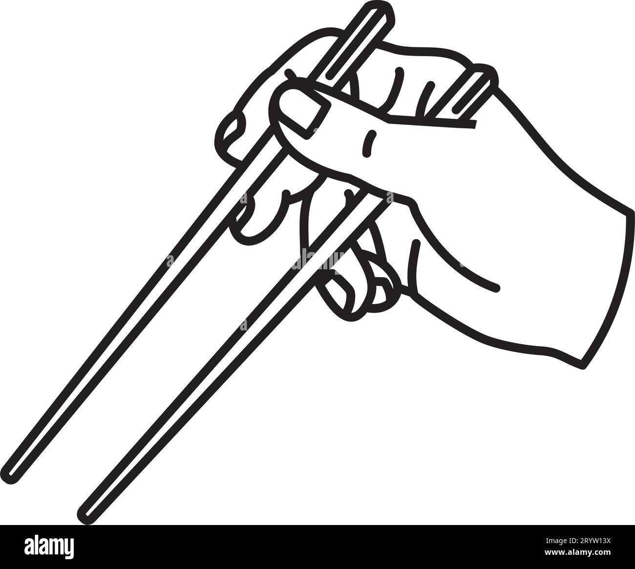 Human hand holding chopsticks vector line icon for National Chopsticks Day on February 6 Stock Vector