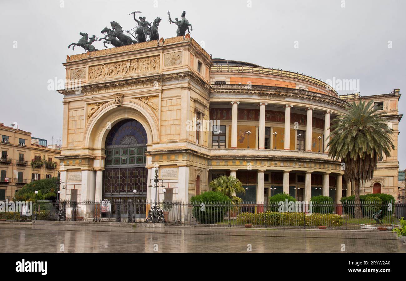 Politeama Garibaldi Theatre in Palermo. Sicily island. Italy Stock Photo