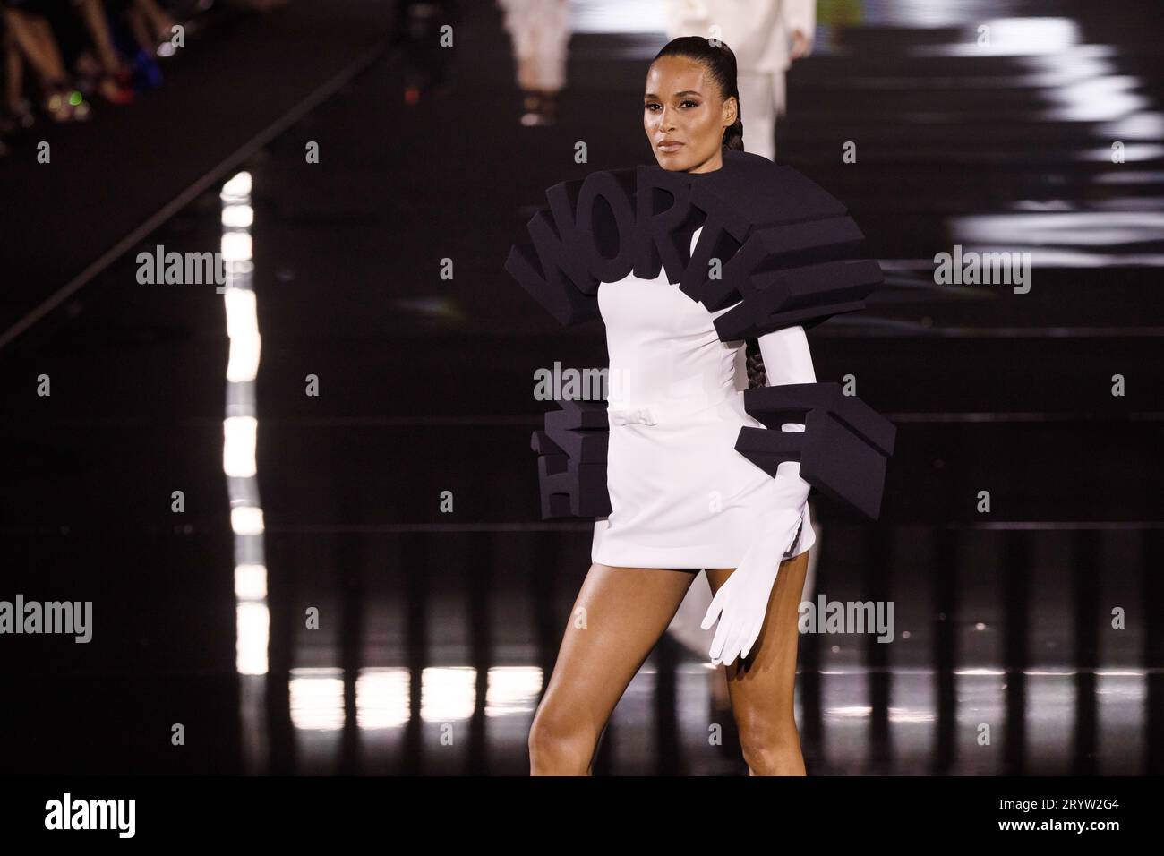 Paris, France, October 1 2023, Cindy Bruna walks the runway during the 6th L'Oréal Show at the Eiffel Tower, François Loock / Alamy Live News Stock Photo