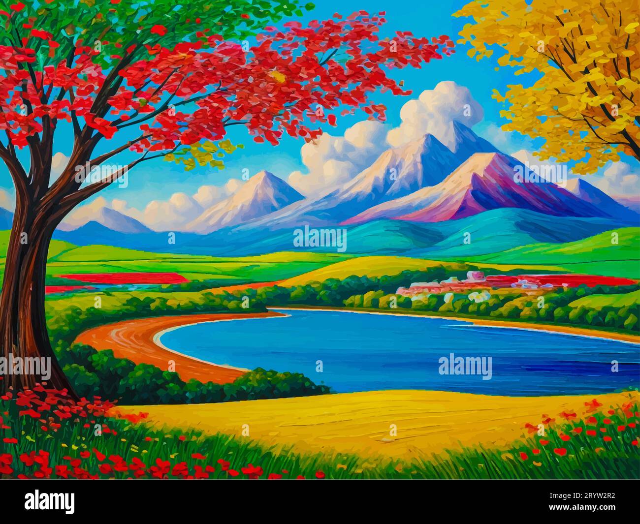 Highresolution of painting entitled The Beauty of Nature. The artwork