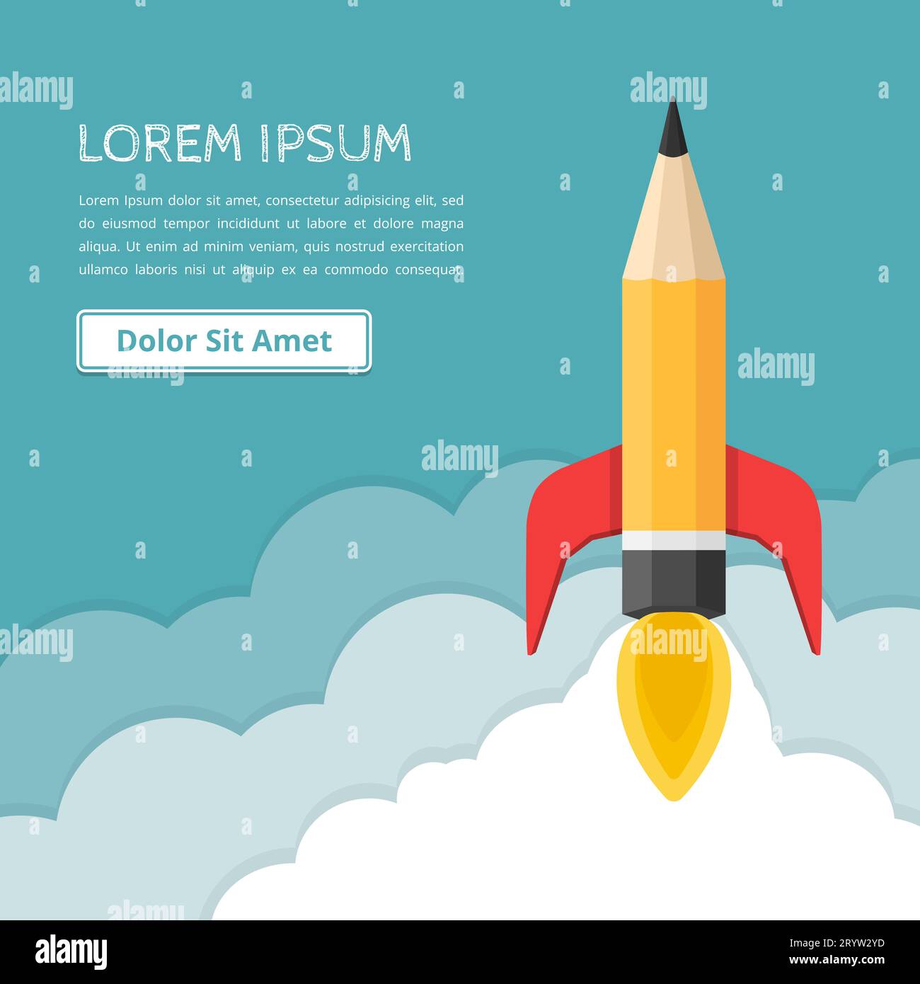 Pencil - rocket launch, business start-up, creativity concept, vector eps10 illustration Stock Vector
