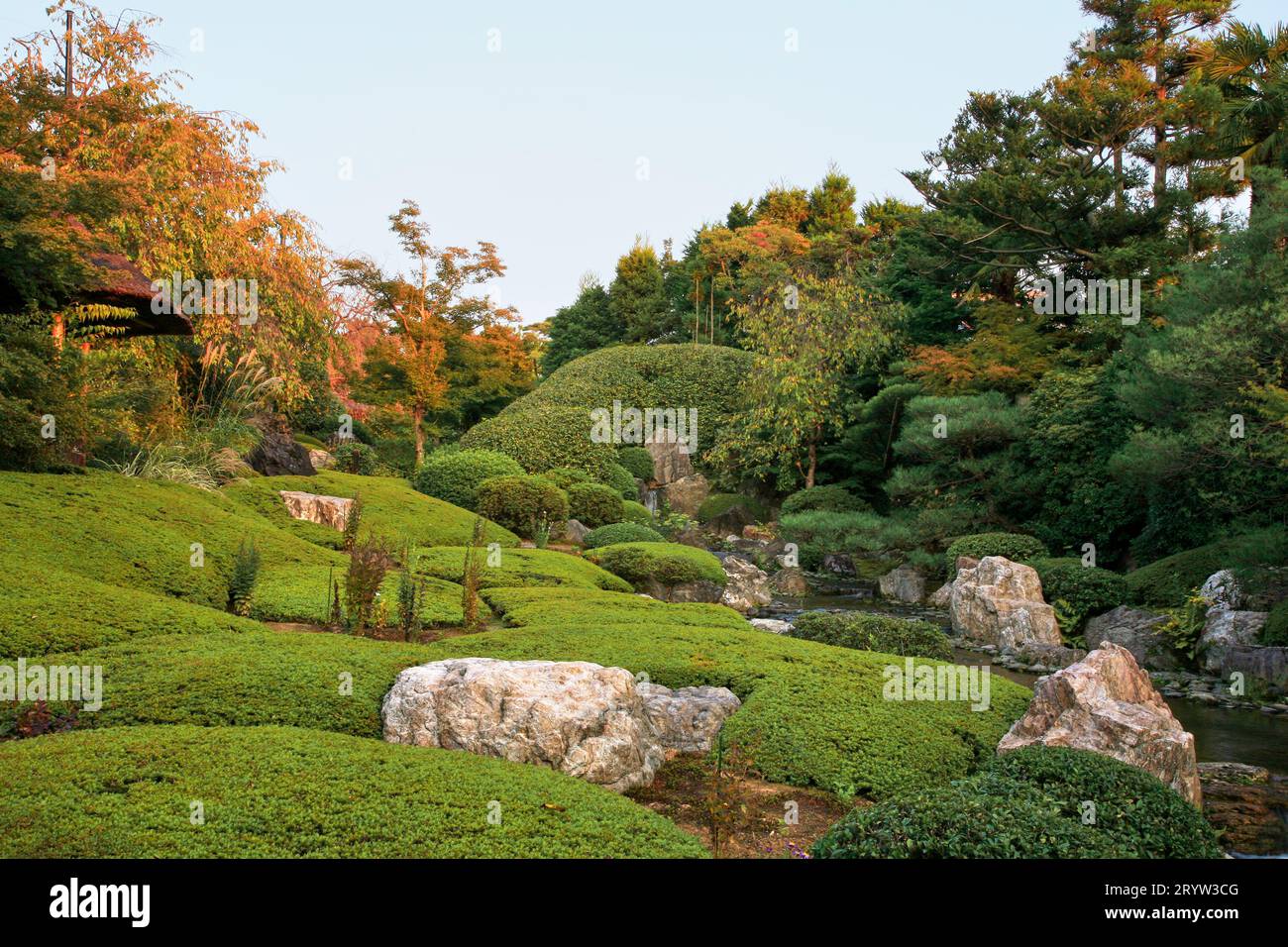 A new pond garden or yoko-en of Taizo-in temple at autumn. Kyoto. Japan Stock Photo