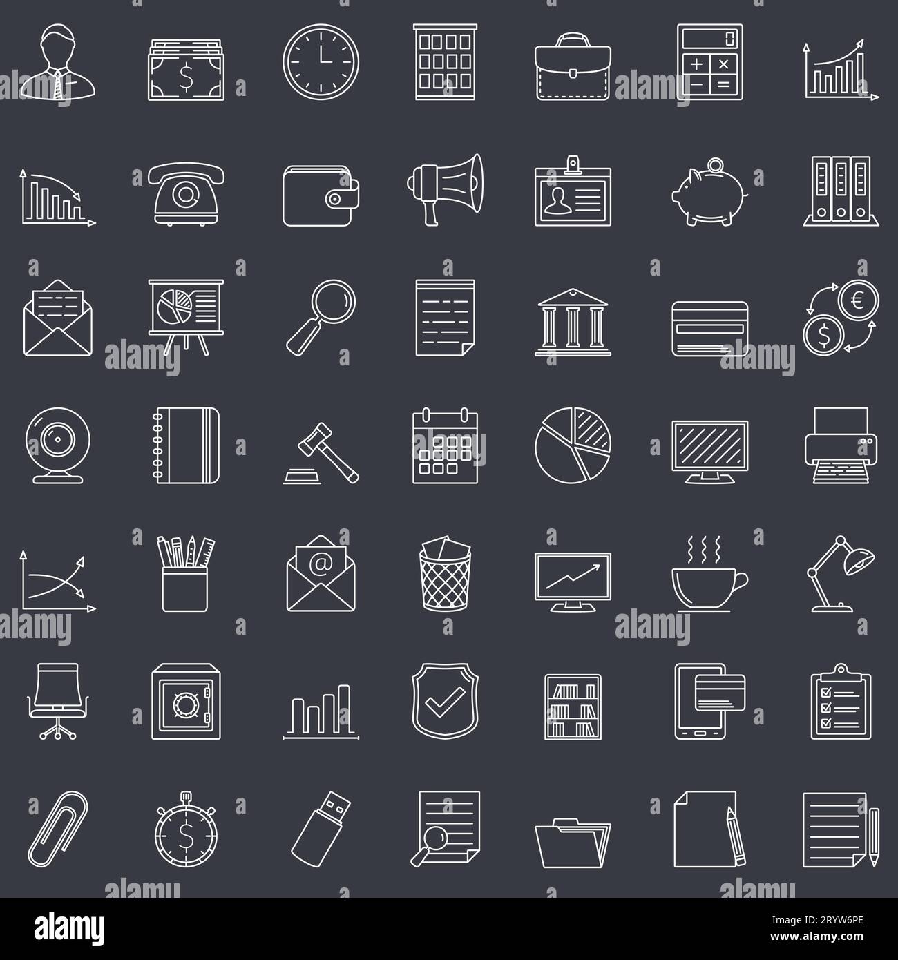 49 Business and office line icons, vector eps10 illustration Stock ...
