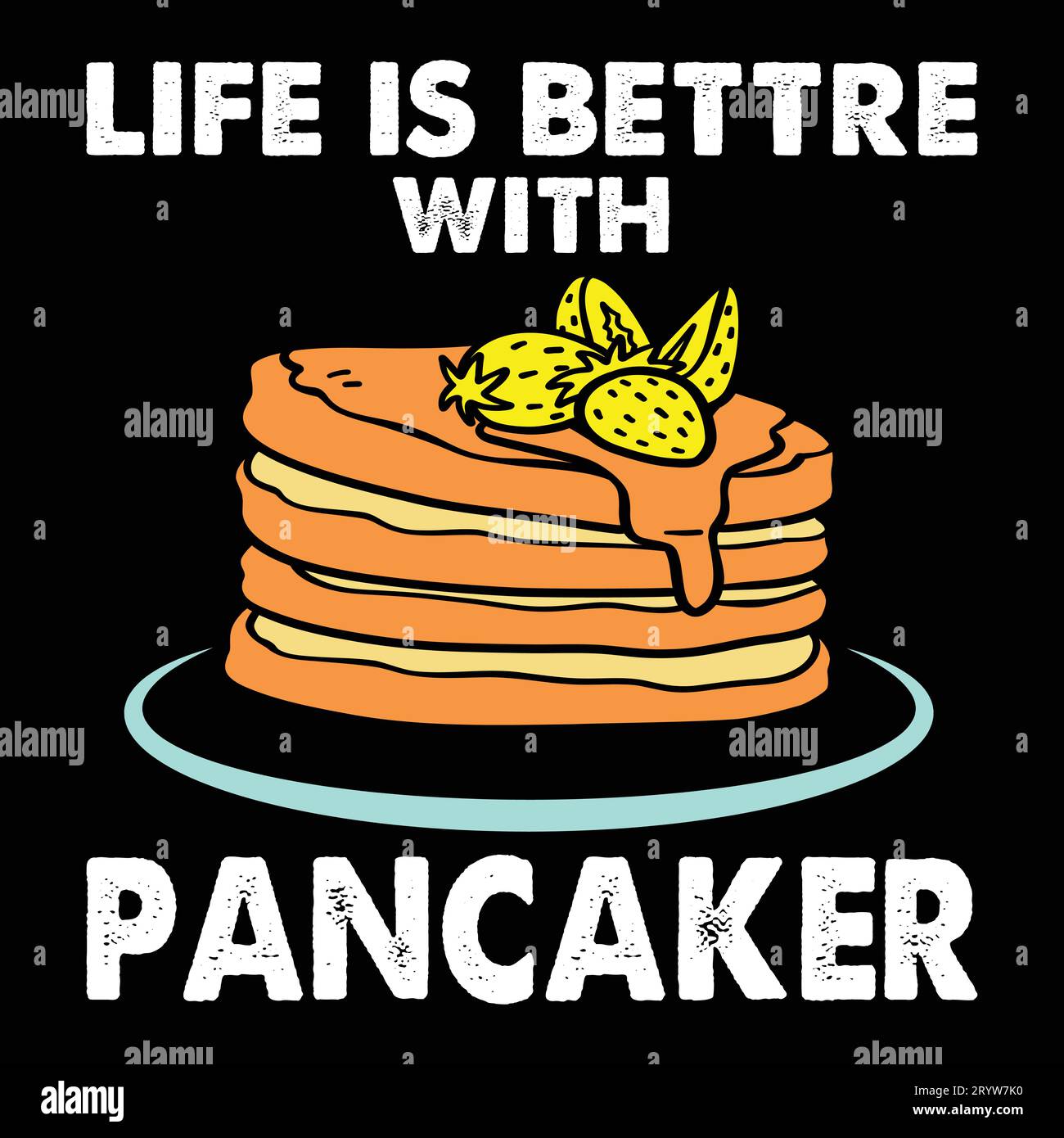 Funny Pancakes Art Breakfast Pancake T-Shirt Stock Vector