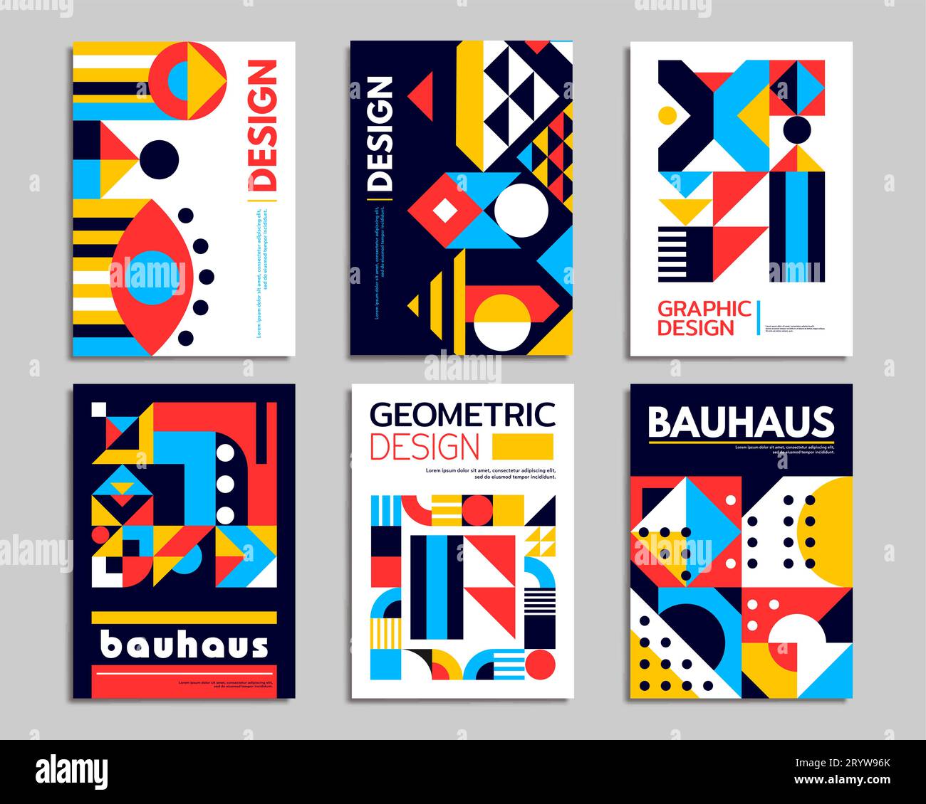Modern abstract bauhaus posters. Geometric pattern of minimal vector ...