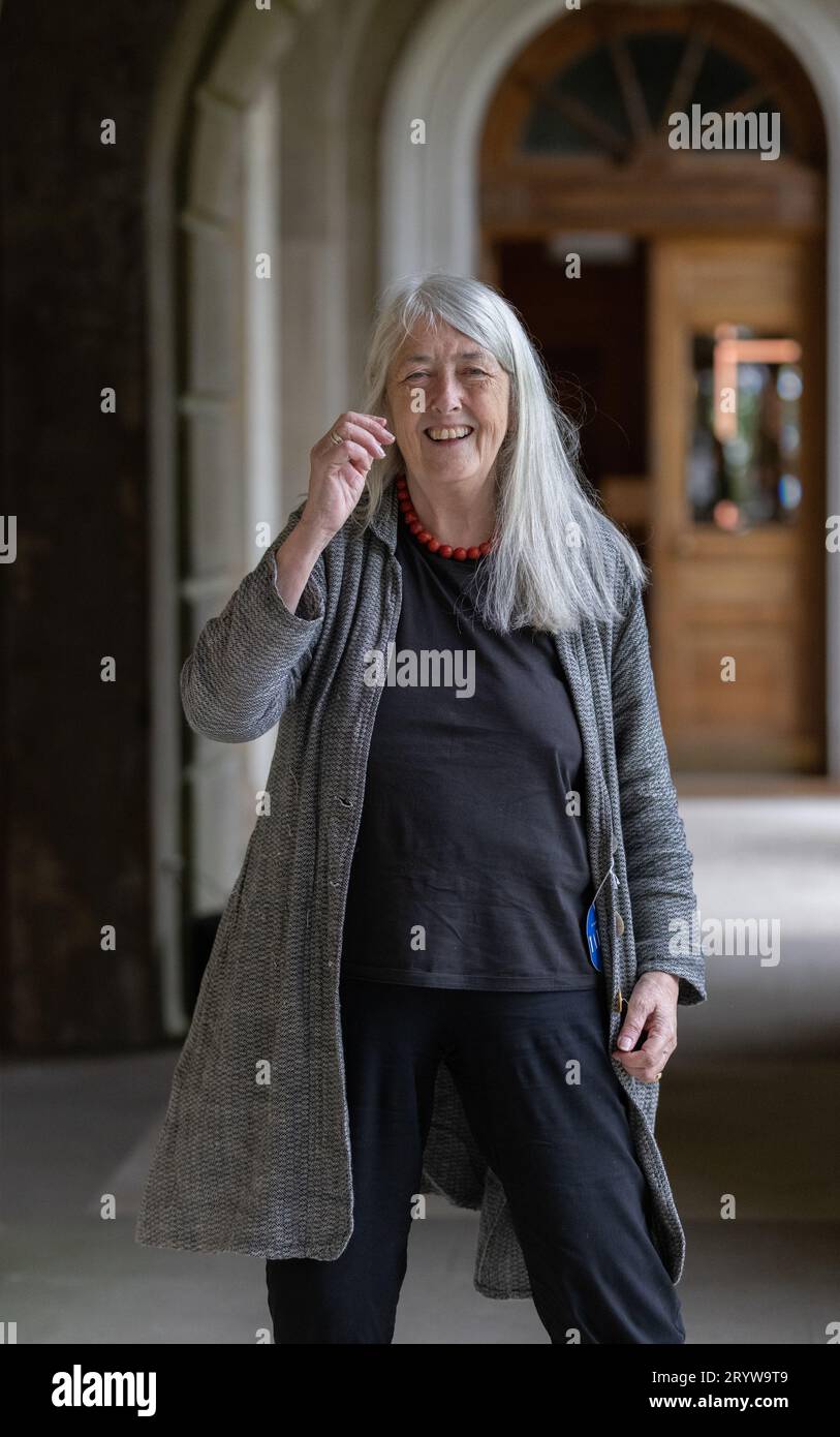 Mary Beard, English scholar of Ancient Rome, photographed at Cliveden Literary Festival, Berkshire, England, UK Stock Photo