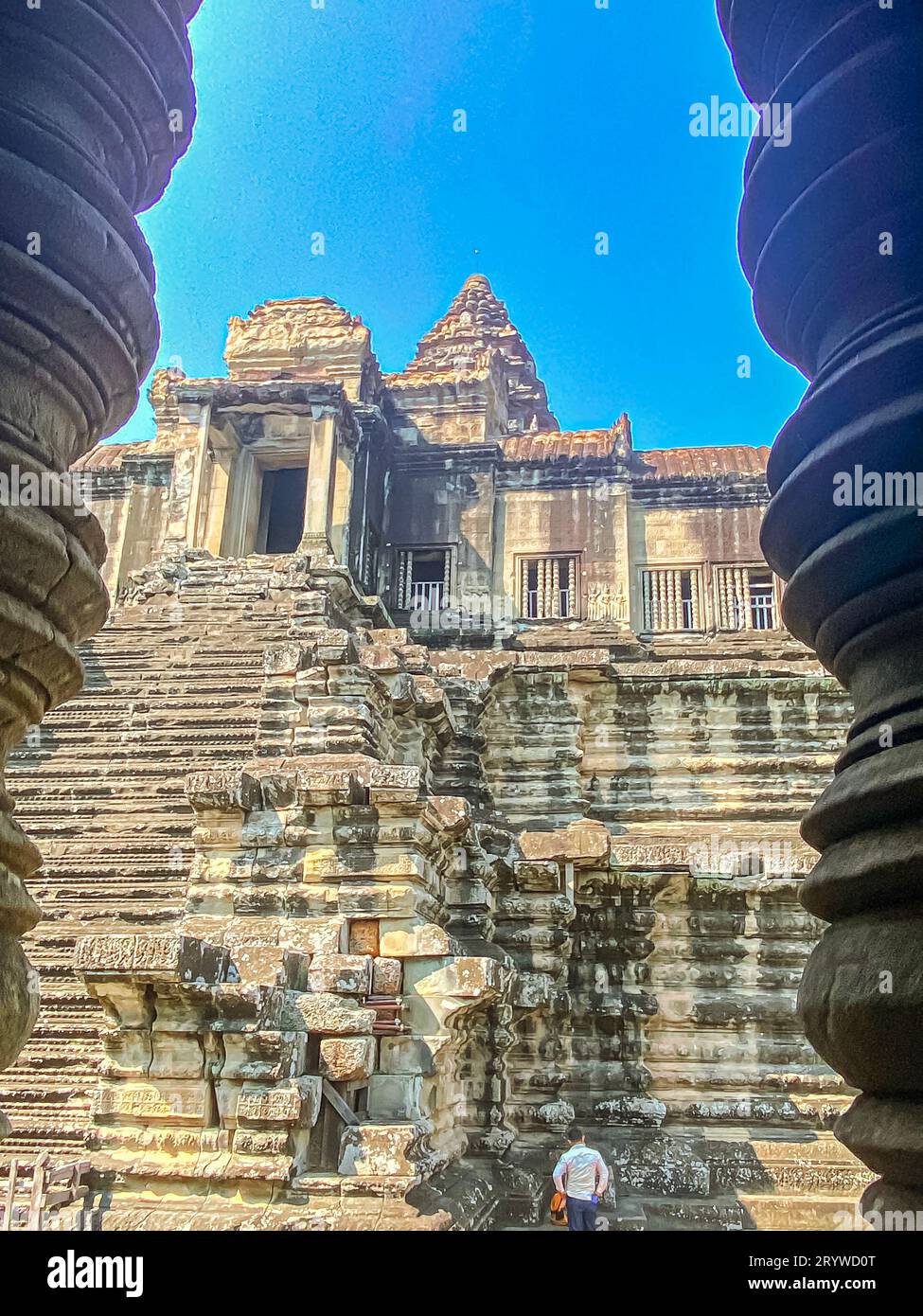 Angkor Wat, a temple complex in honor of the god Vishnu, built in the Angkor region, Siem Reap province in northern Cambodia. Stock Photo