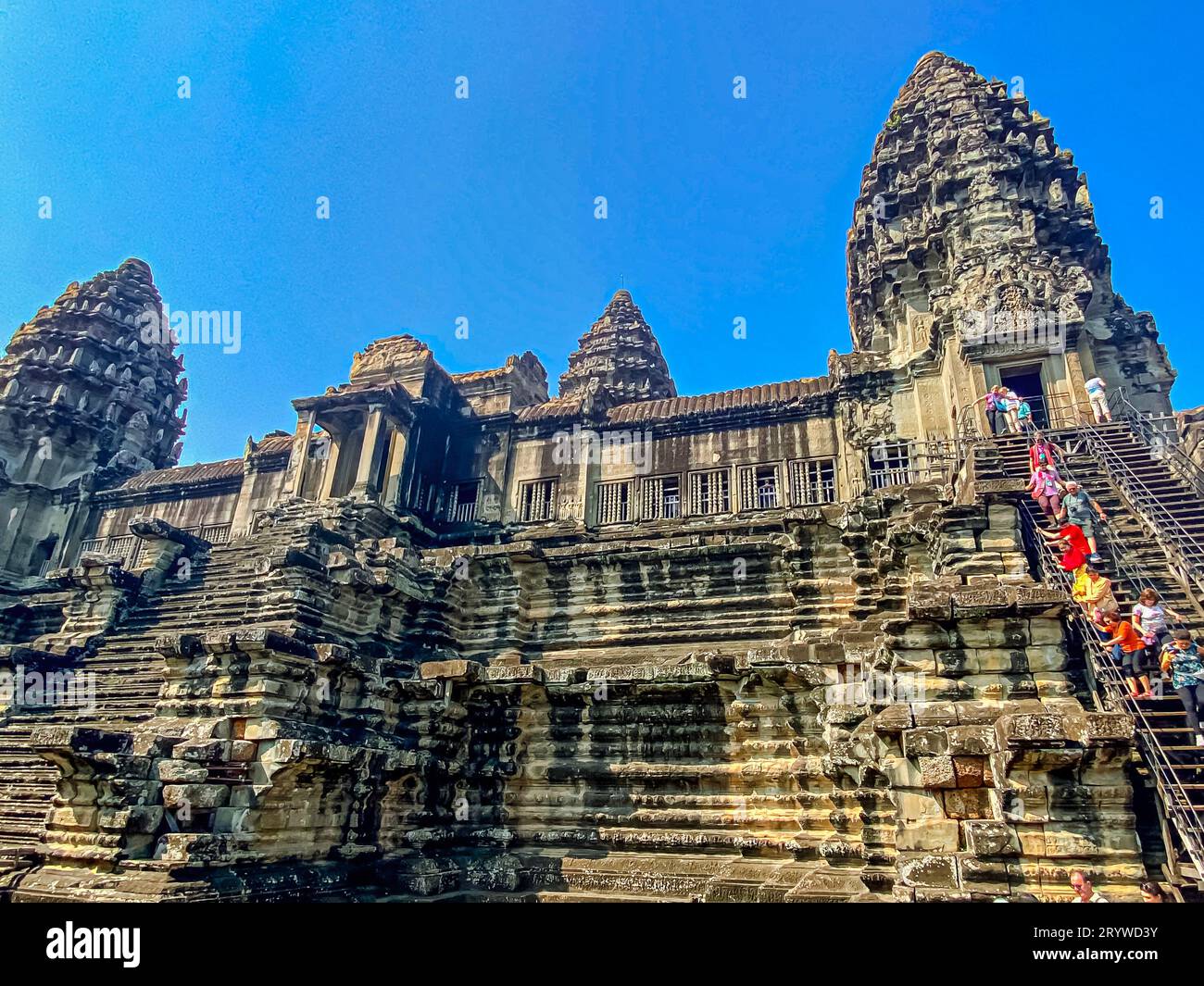 02.03.2023, Angkor Wat, Siem Reap, Cambodia: Tourists visiting the historical complex of Angkor Wat. Stock Photo