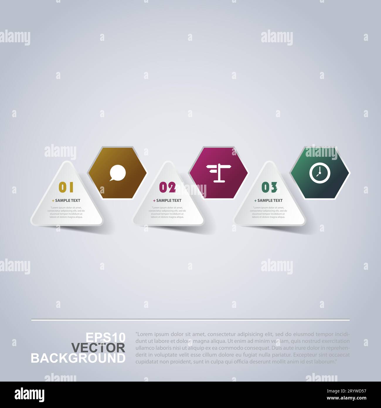 Minimal Paper Cut Infographics Design - Triangles and Hexagons Stock ...